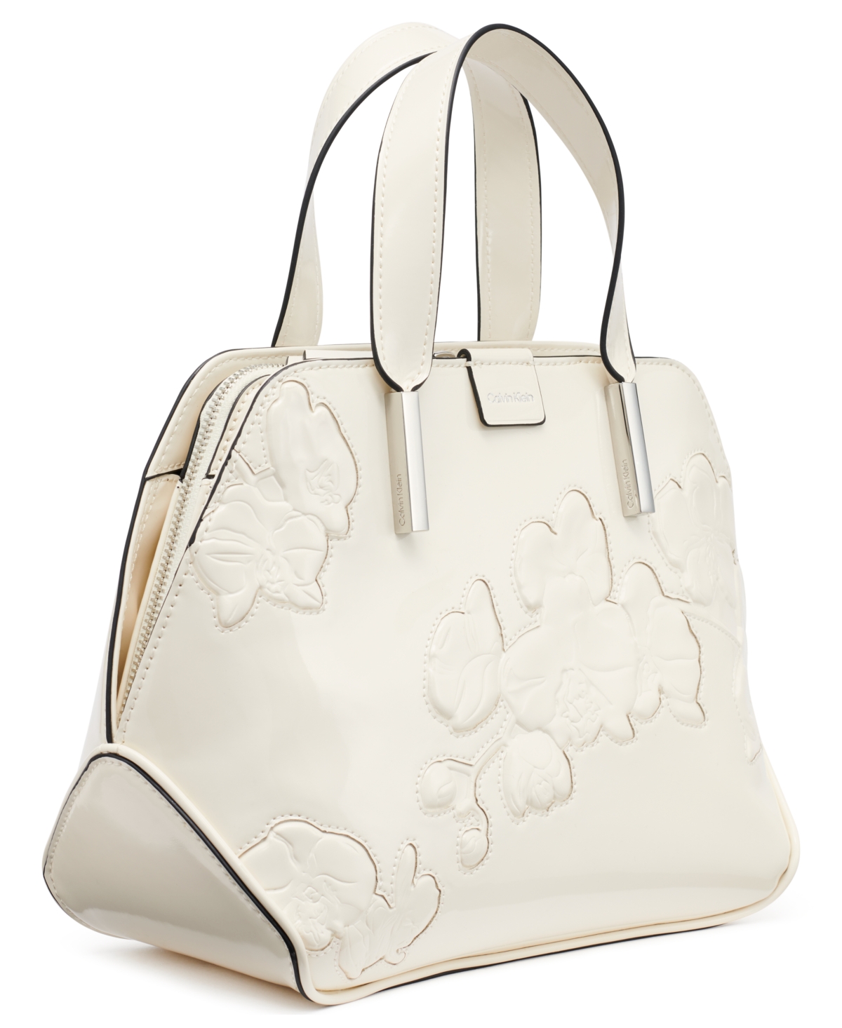 Calvin Klein Audrey Floral Emboss Crossbody In Cerb White