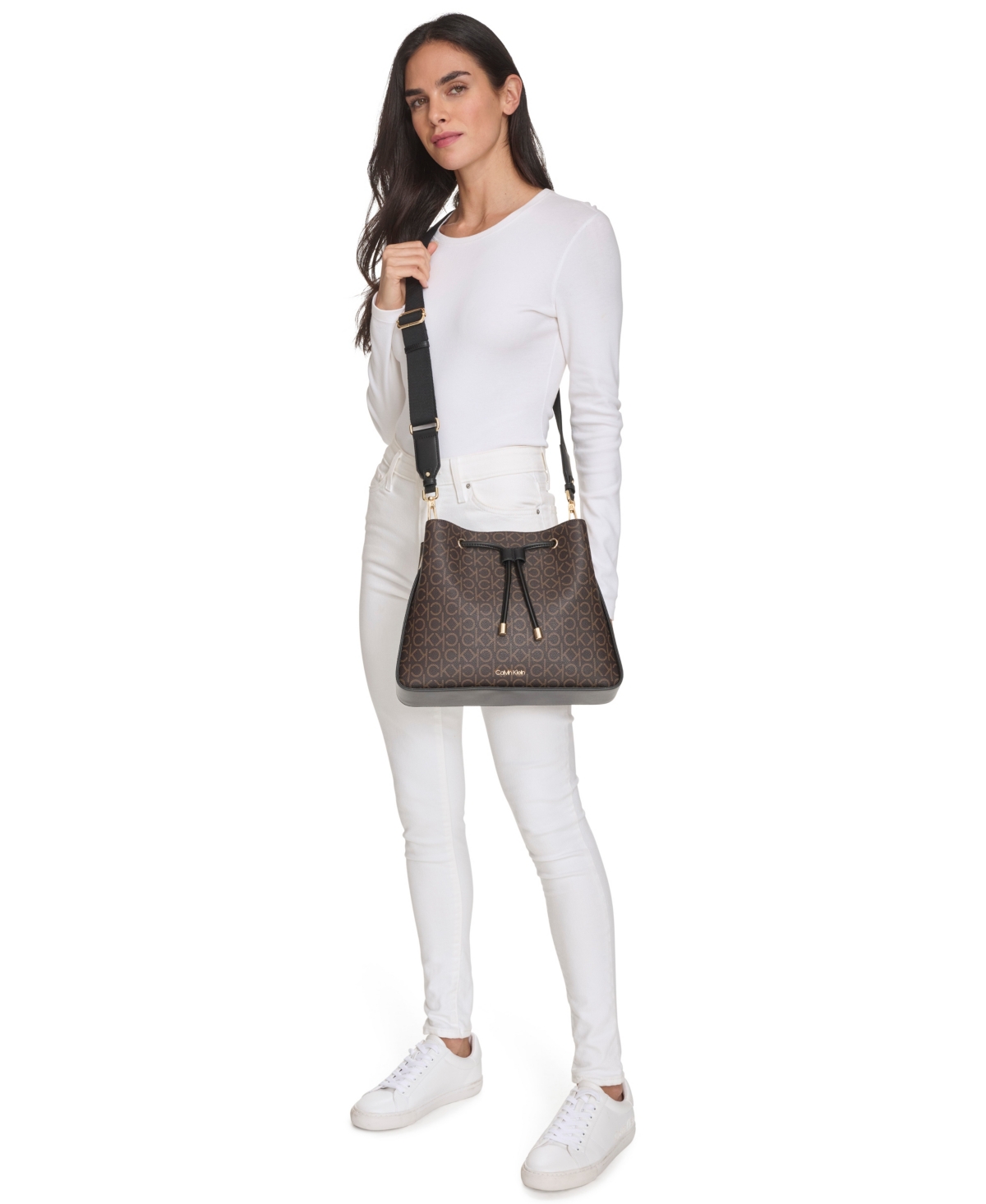 Calvin Klein Fay Hobo In Brown Khaki,black