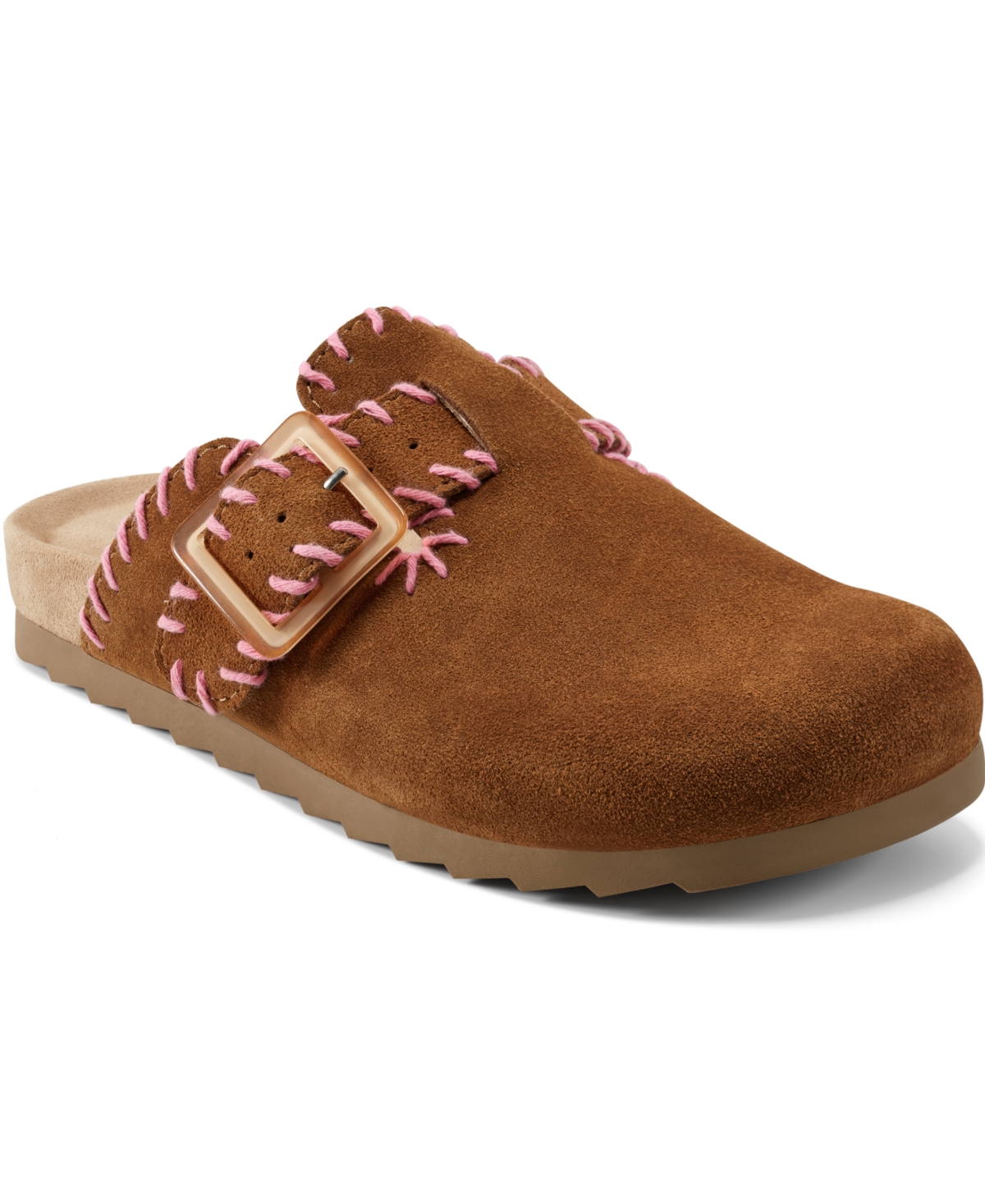 Shop Earth Women's Gena Stitched Flat Clogs In Cognac Suede