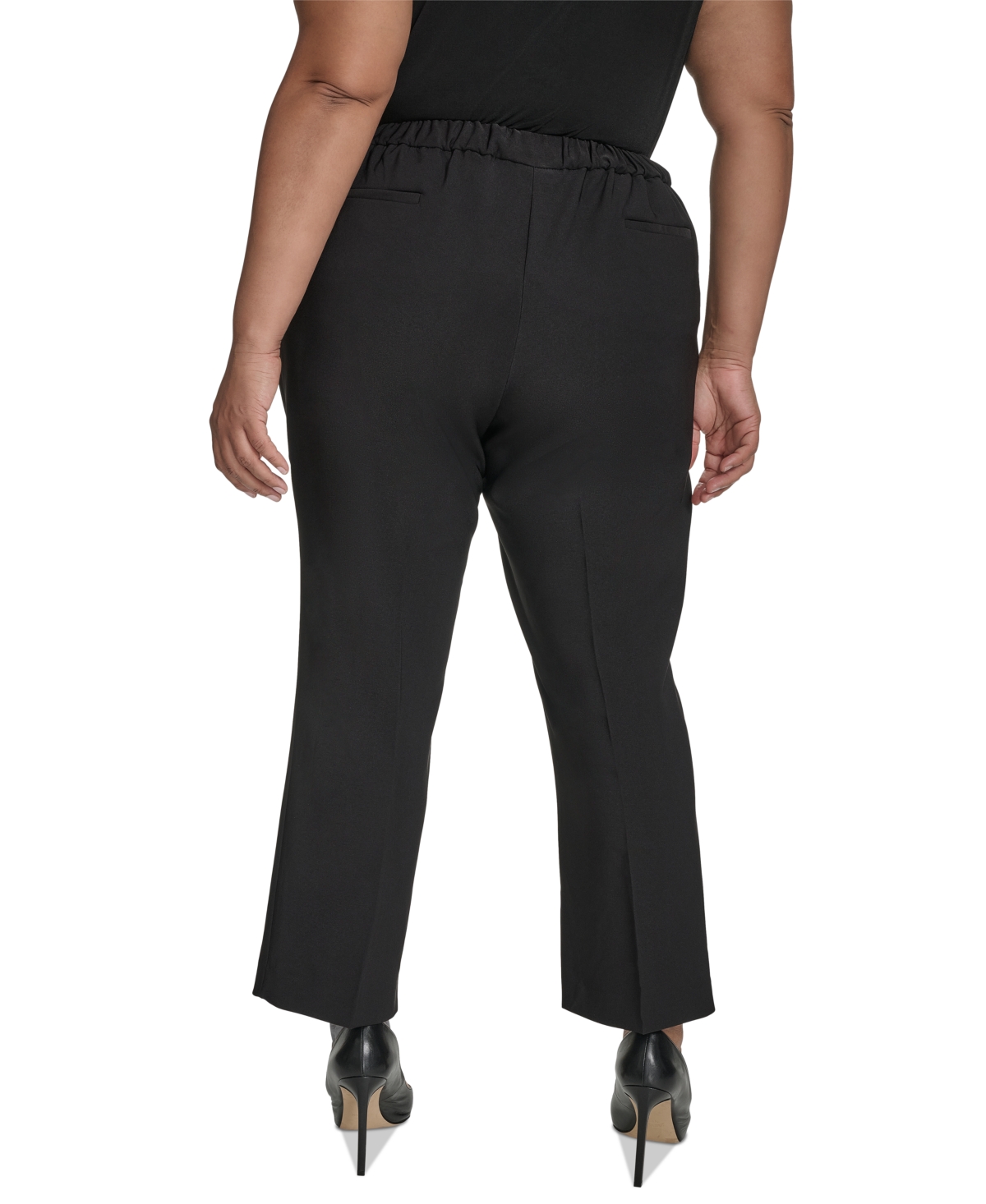 Dkny Plus Size Mid-rise Zipper-pocket Split-hem Pants In Black