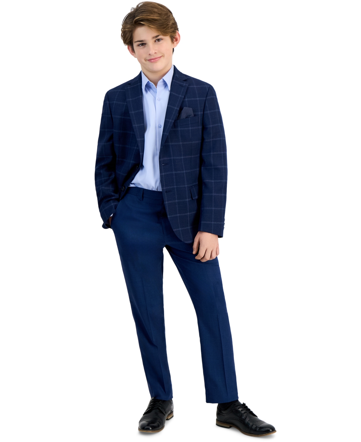 B By Brooks Brothers Big Boys Windowpane Jacket In Blue
