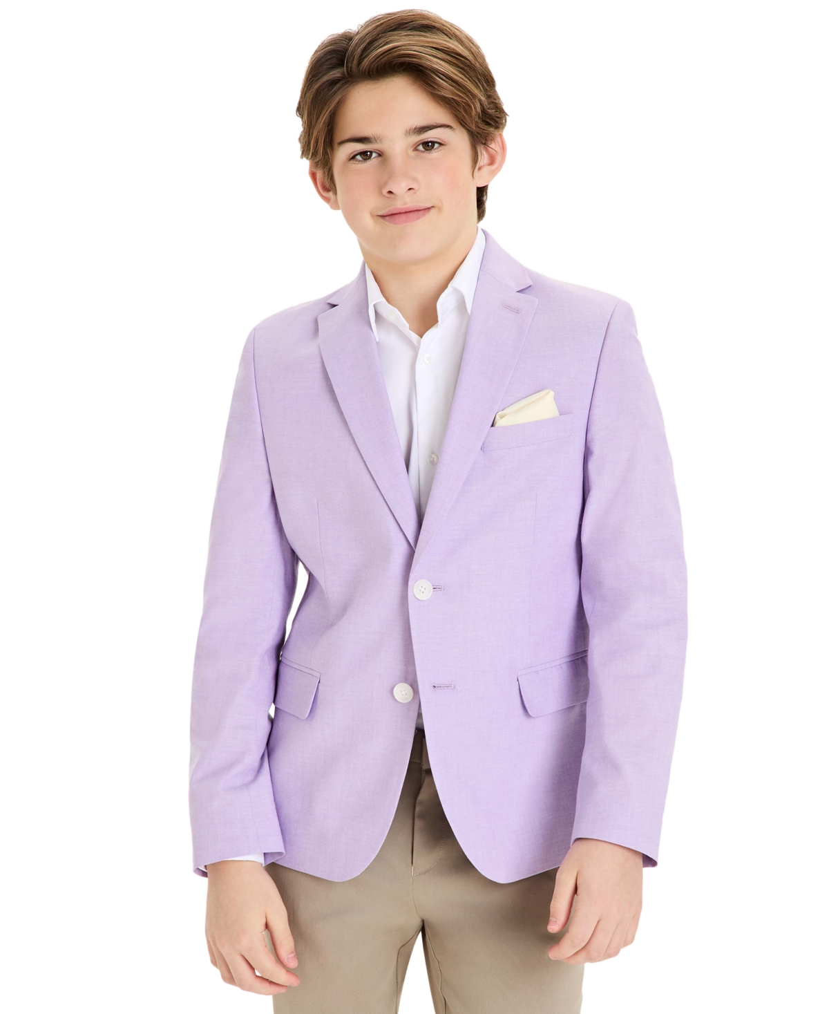 B By Brooks Brothers Big Boys Chambray Classic-fit Sports Coat In Lilac