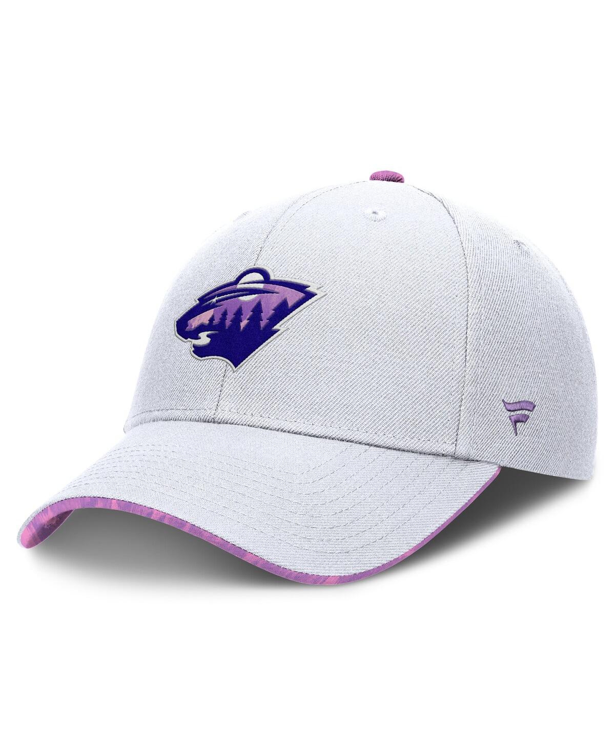 Fanatics Men's White Minnesota Wild Authentic Pro Hockey Fights Cancer Adjustable Hat In White