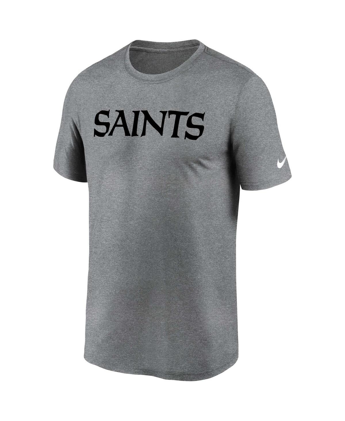 Nike Men's Heather Gray New Orleans Saints Legend Wordmark T-shirt In Gold