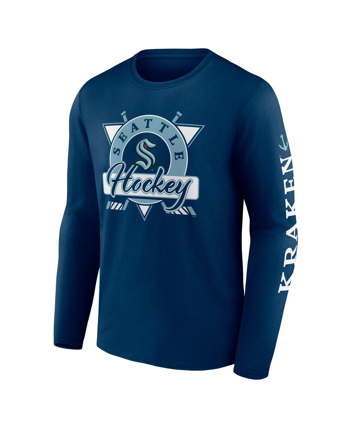 Fanatics Men's Deep Sea Blue Seattle Kraken Rinkside Long Sleeve T-shirt In Navy