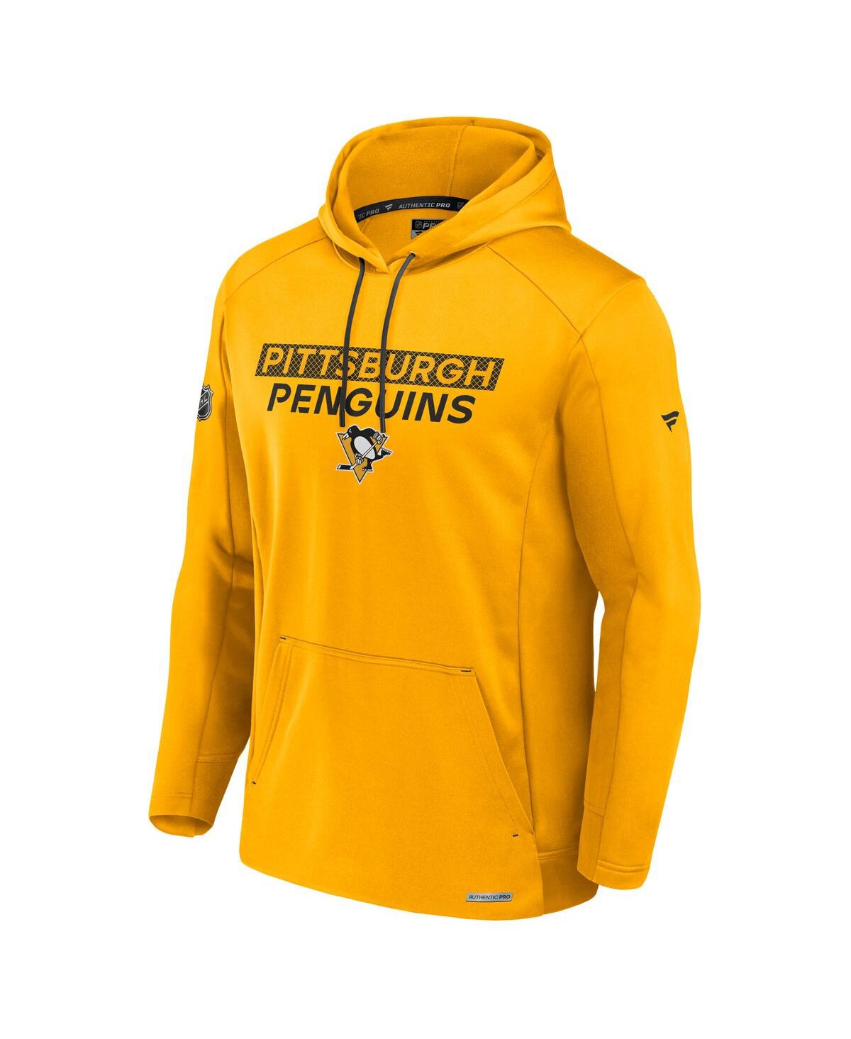 Fanatics Men's Gold Pittsburgh Penguins Authentic Pro Rink Fleece Pullover Hoodie In Gold