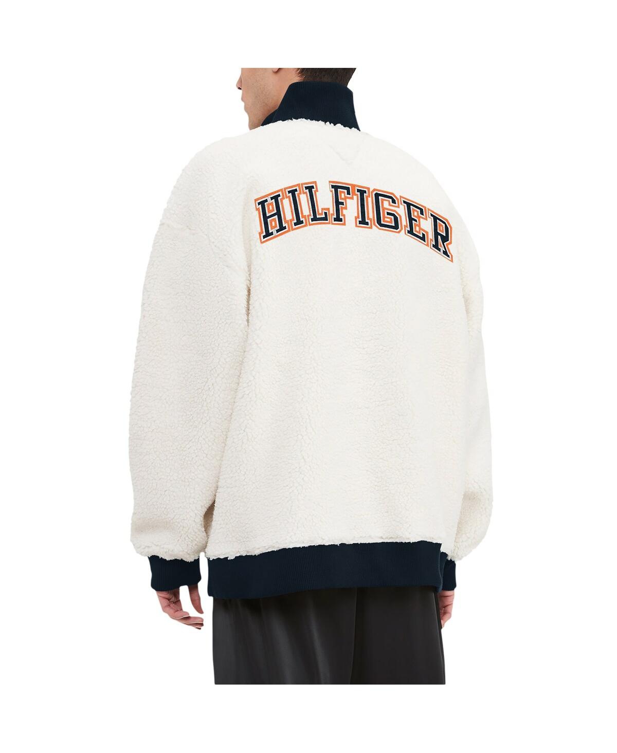 Shop Tommy Hilfiger Men's Cream Chicago Bears Jordan Sherpa Quarter-zip Sweatshirt