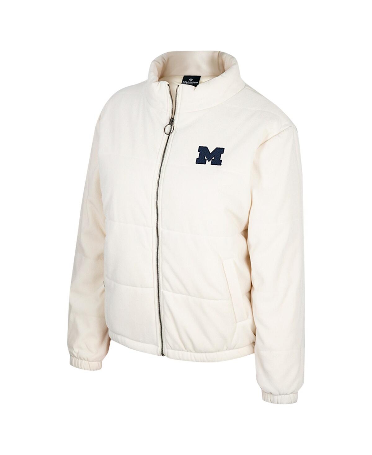 Colosseum Cream Michigan Wolverines So Hot Right Now Quilted Puffer Full-zip Jacket In Cream