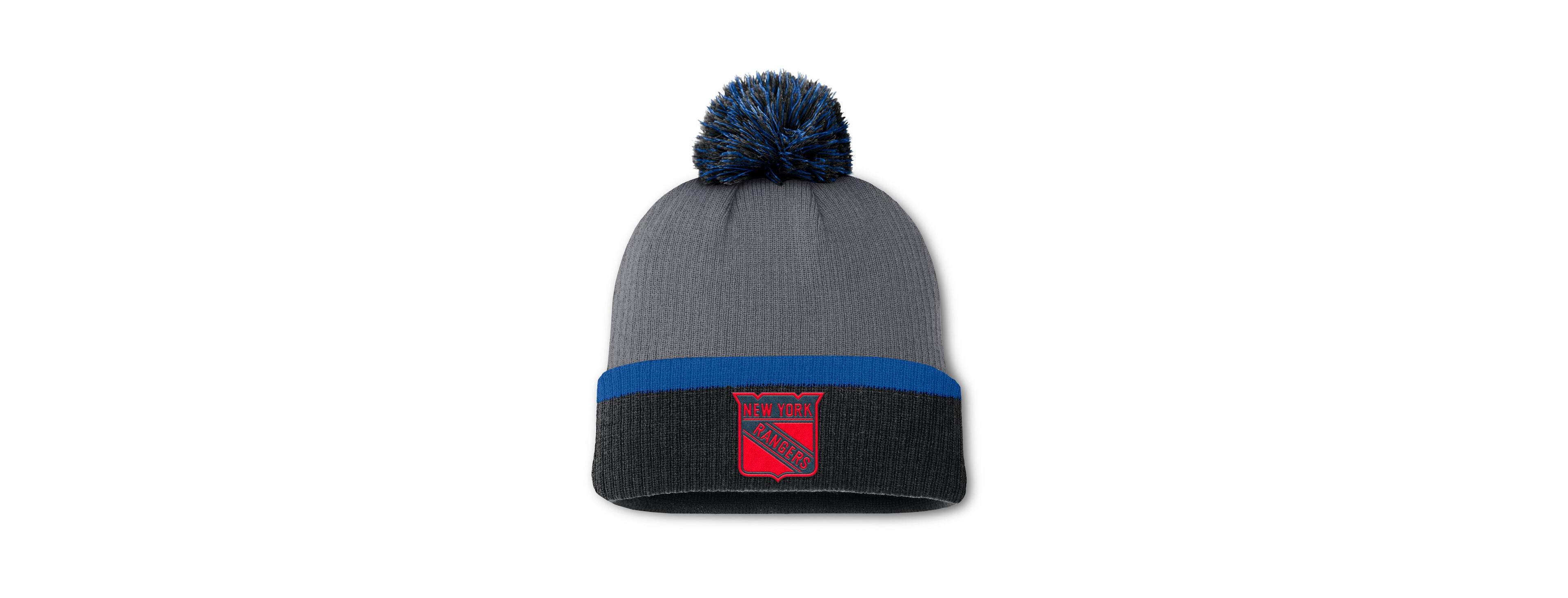 Fanatics Women's Charcoal New York Rangers Cuffed with Pom Knit Hat