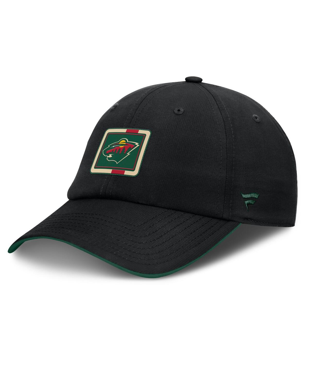 Fanatics Men's Black/green Minnesota Wild Authentic Pro Ripstop Adjustable Hat In Black,green