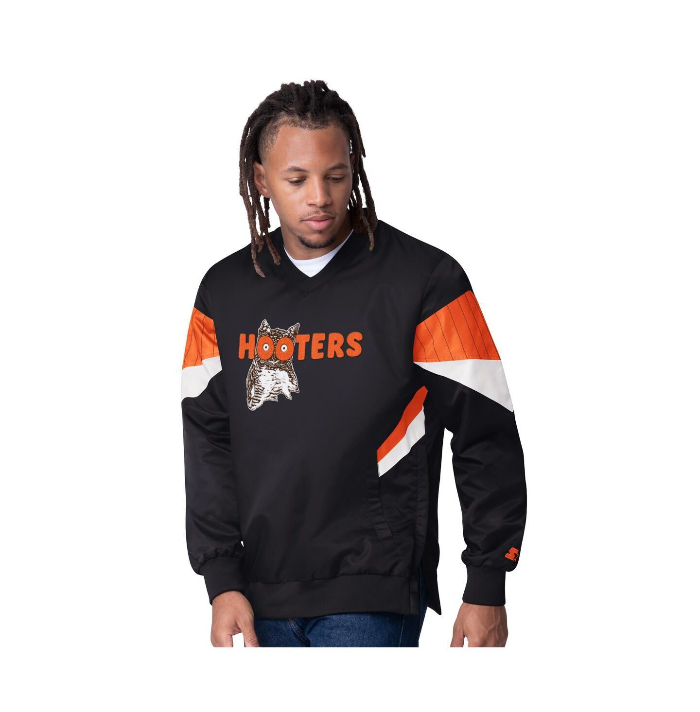 Мужская куртка Starter Black Chase Elliott Hooters Striker I V-Neck Pullover — фото 1