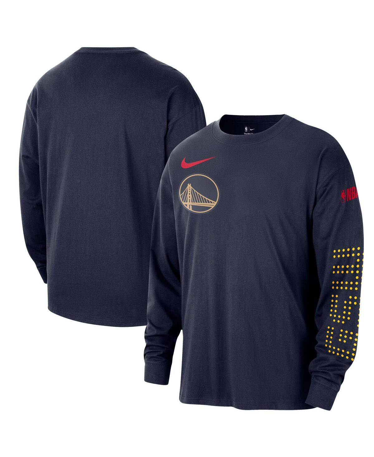 Nike Men's Navy Golden State Warriors 2024/25 City Edition Courtside Max90 Heavyweight Long Sleeve T-Shirt - Navy