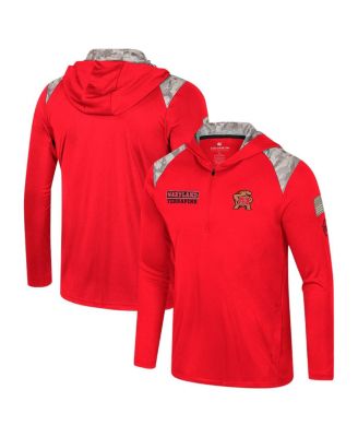 Colosseum - Men's  Red Maryland Terrapins OHT Military Appreciation Quarter-Zip Hoodie Jacket