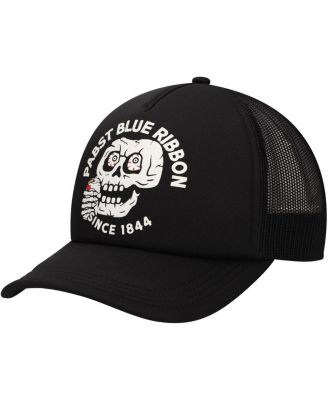 Lids - Men's Black Pabst Blue Ribbon Skull Foam Trucker Adjustable Hat