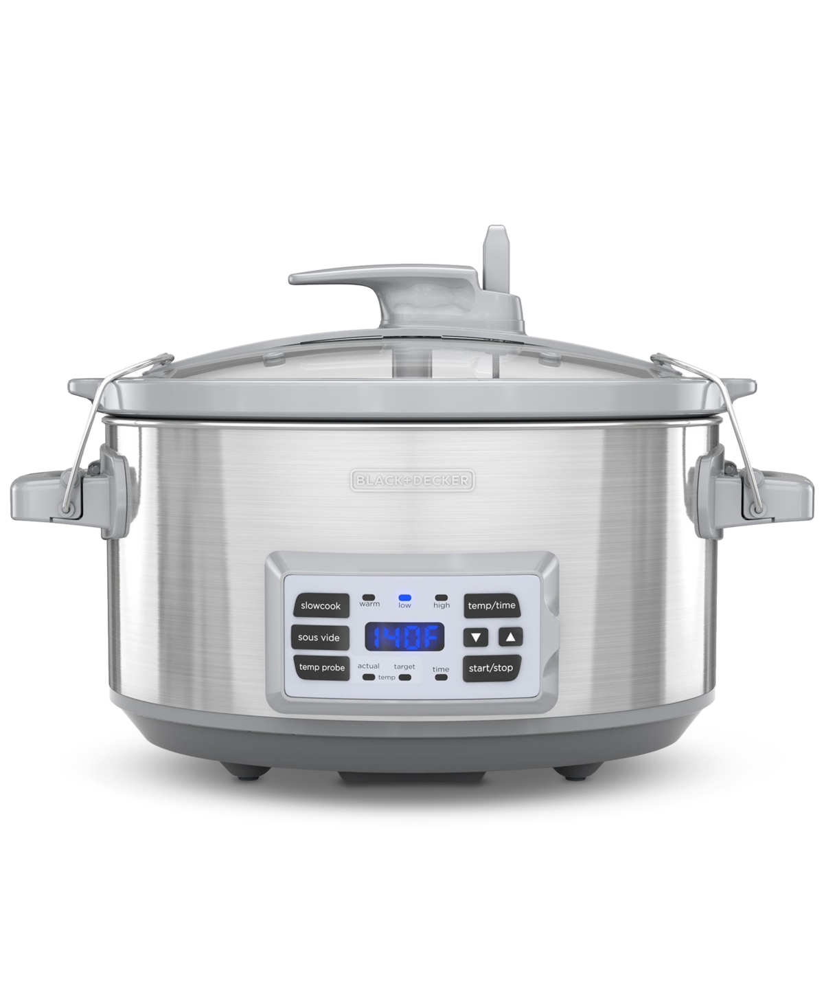 Black & Decker 7-quart Digital Temperature Probe Slow Cooker In Silver