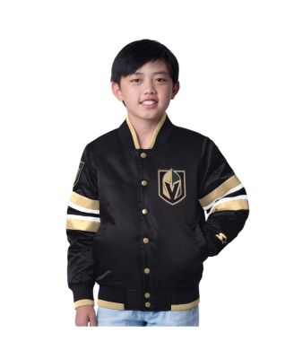 Starter - Big Boys and Girls  Black/Gold Vegas Golden Knights Scout 1 Full-Snap Varsity Jacket