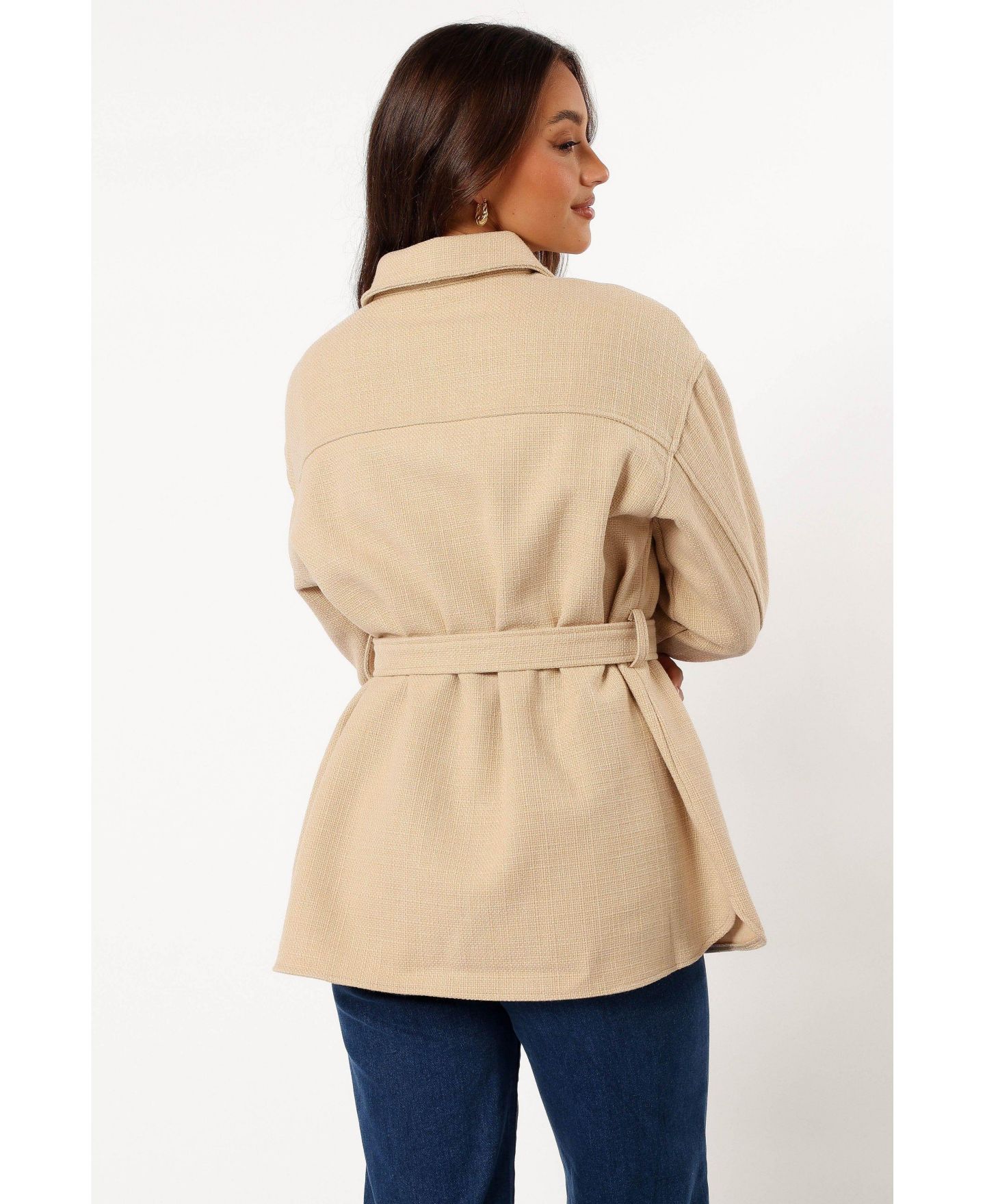 Женские куртки Petal and Pup Arlow Tie Front Shacket, цвет: Кремовый — фото 10