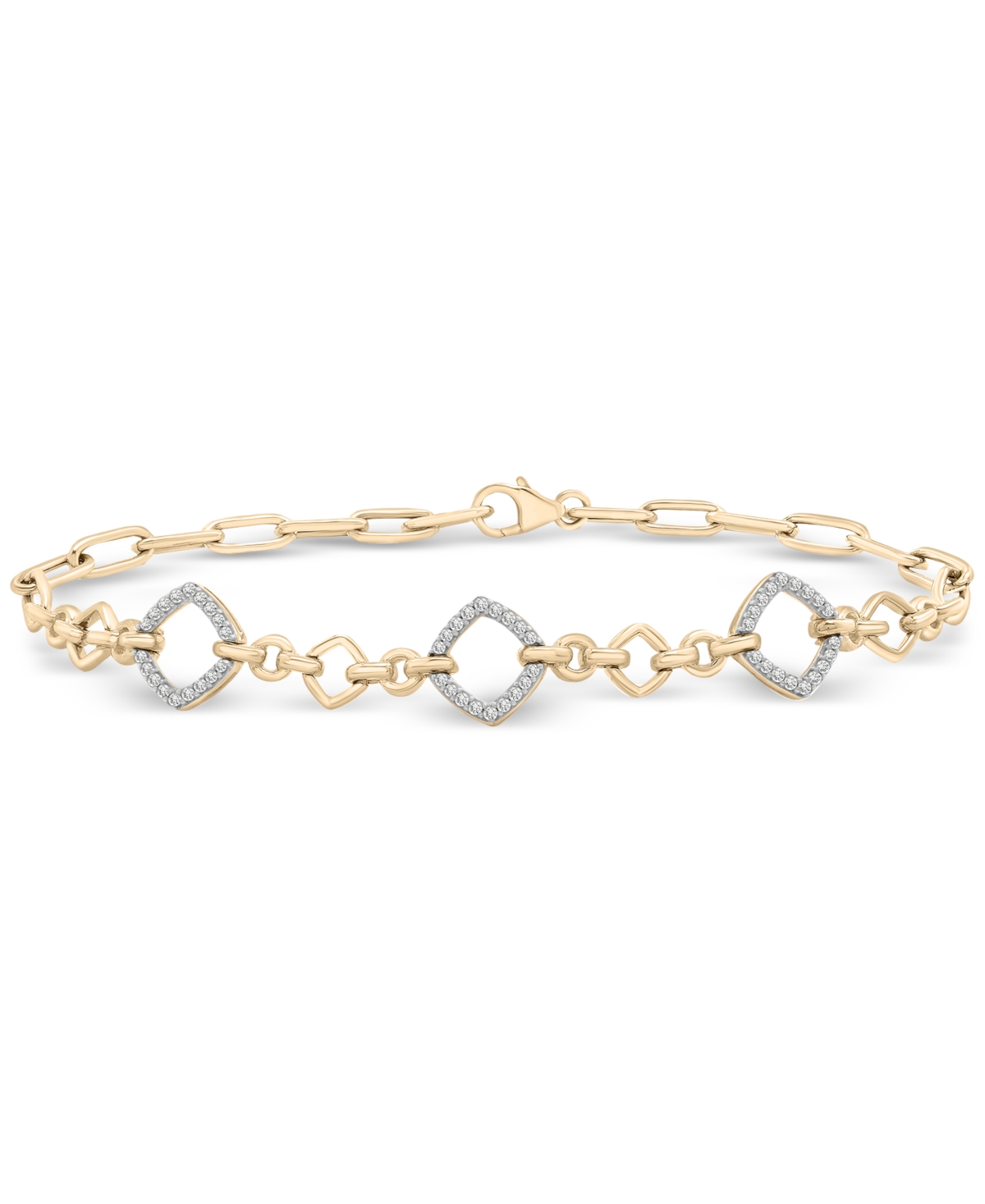 Wrapped In Love Diamond Rhombus Link Bracelet (1/4 Ct. T.w.) In 14k Yellow Gold, Exclusively At Macy's In Yellow Gold
