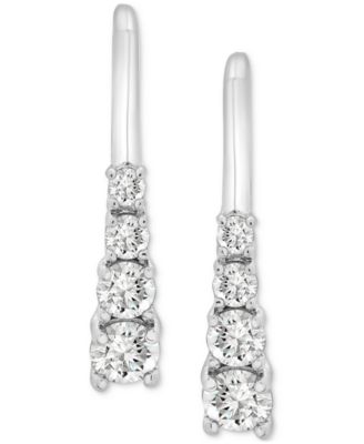 Diamond Leverback Hoop Earrings (1/2 ct. t.w.) in 14k White Gold or 14k Yellow Gold, Exclusively at Macy's