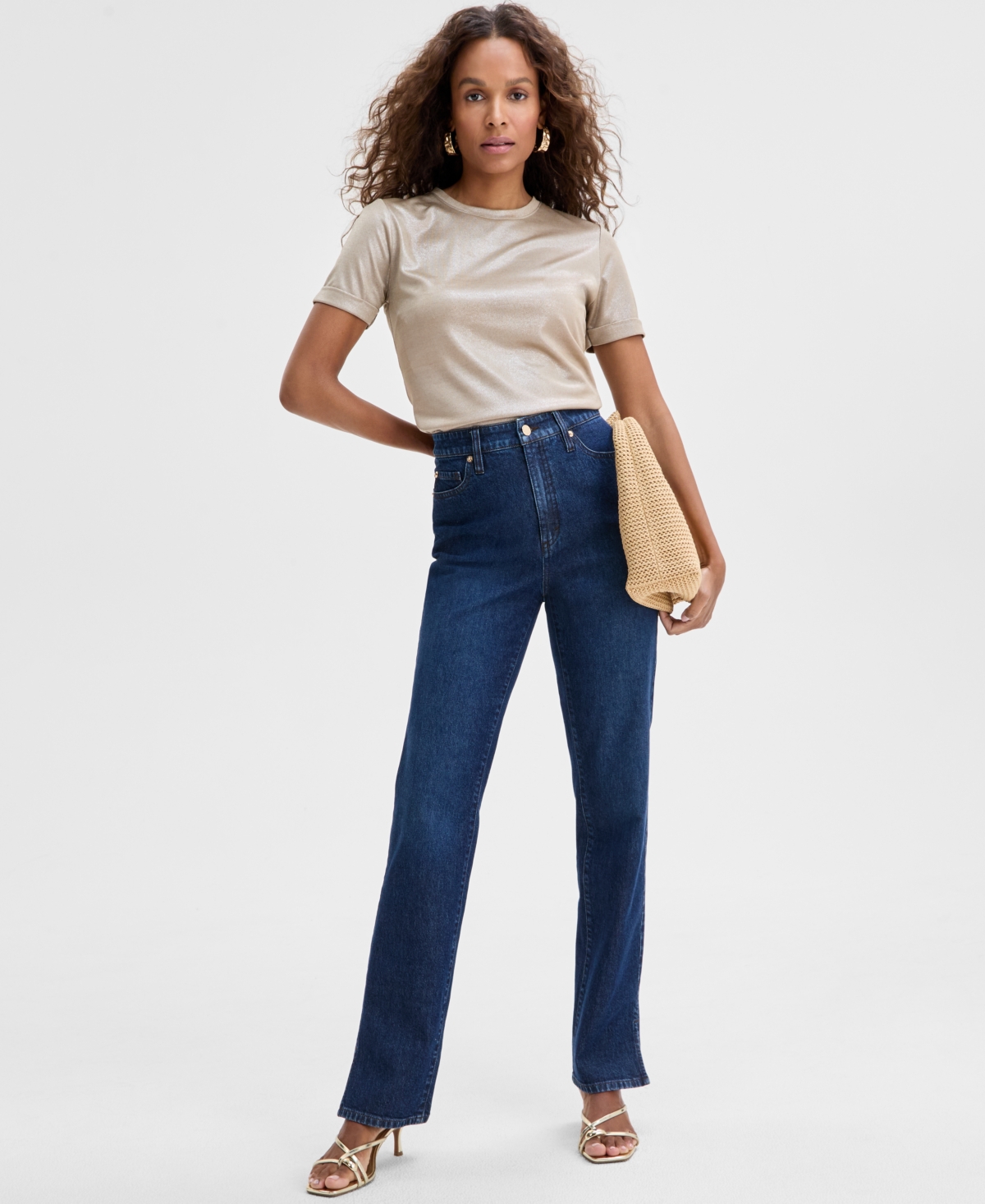 Women's High-Rise Straight-Leg Jeans, Exclusively at Macy's - Dk Indigo