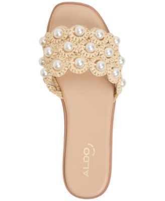 Women's Gizelle Pearl Embellished Flat Slide Sandals