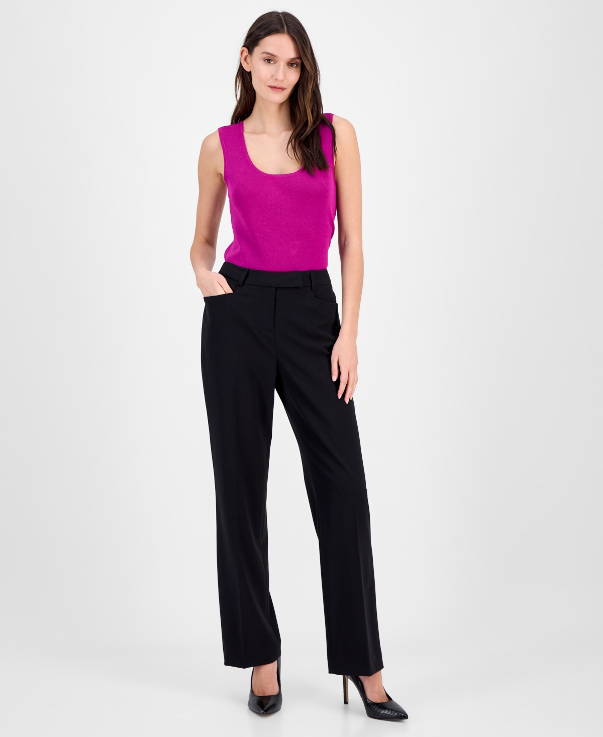 Women's High-Rise Straight-Leg Pants - Parfait