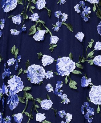 Women's Floral Embroidered Sleeveless Fit & Flare Dress