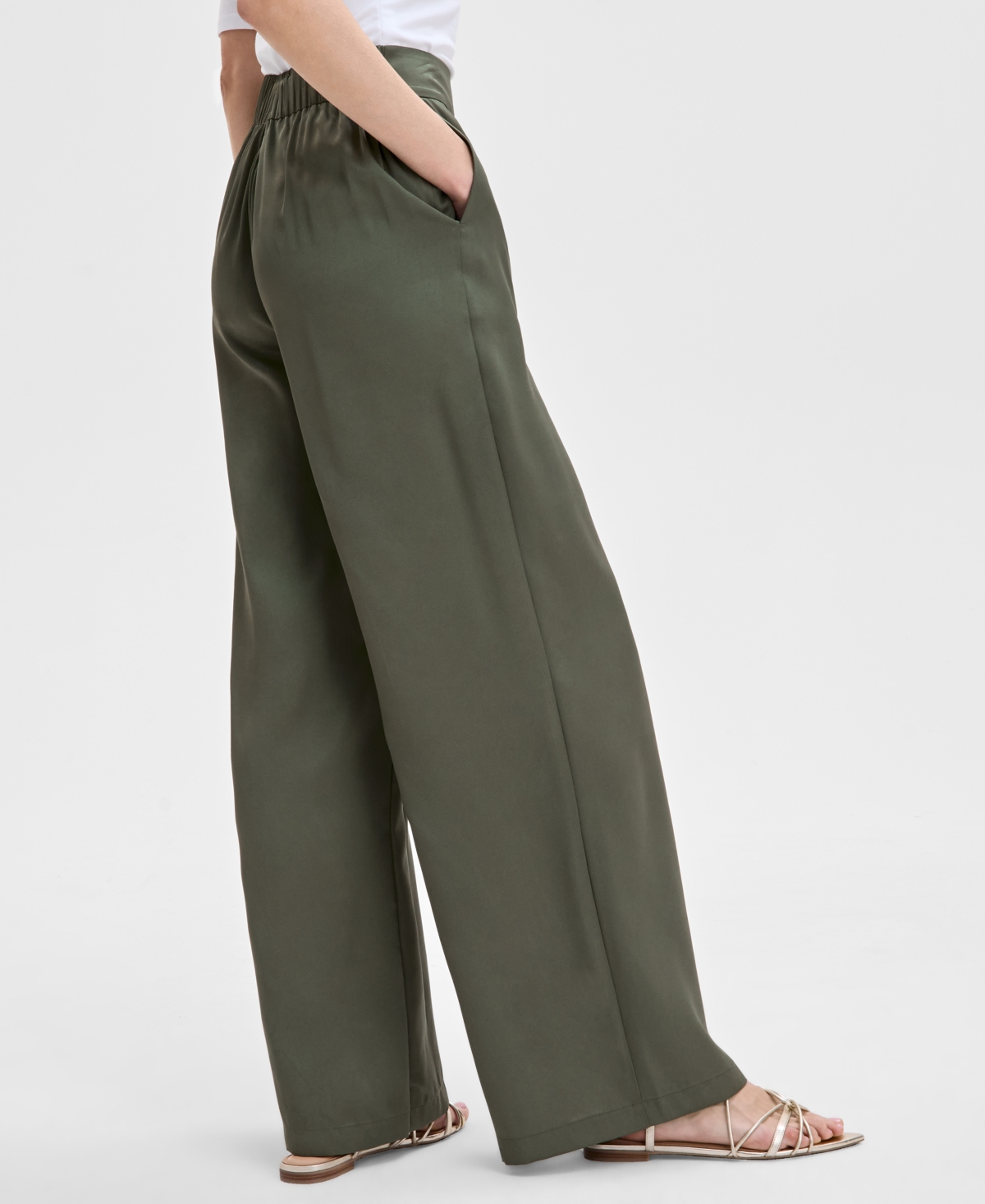 Inc International Concepts Women's Wide-leg Pants, Exclusively At Macy's In Olivine
