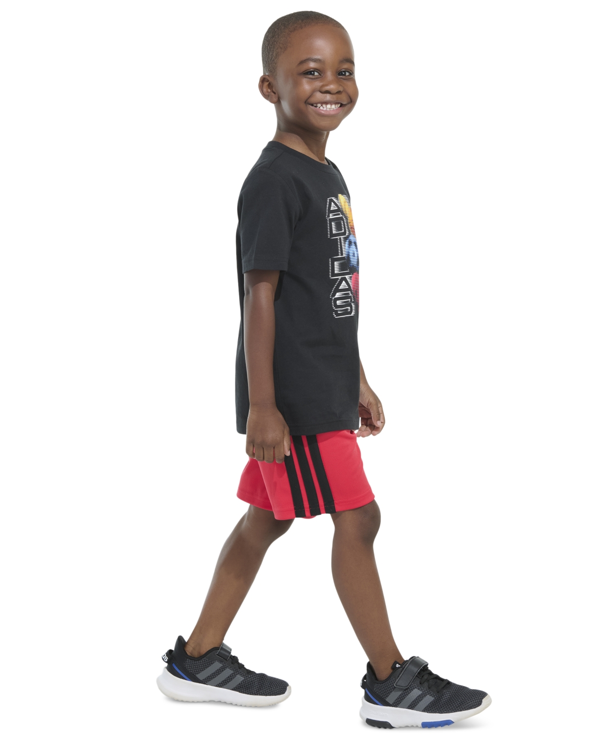 Adidas Originals Toddler & Little Boys Short-sleeve Graphic T-shirt & 3-stripe Shorts, 2 Piece Set In Black