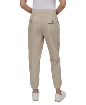 Sport Women's Cotton Ribbed-Waist Jogger Cargo Pants