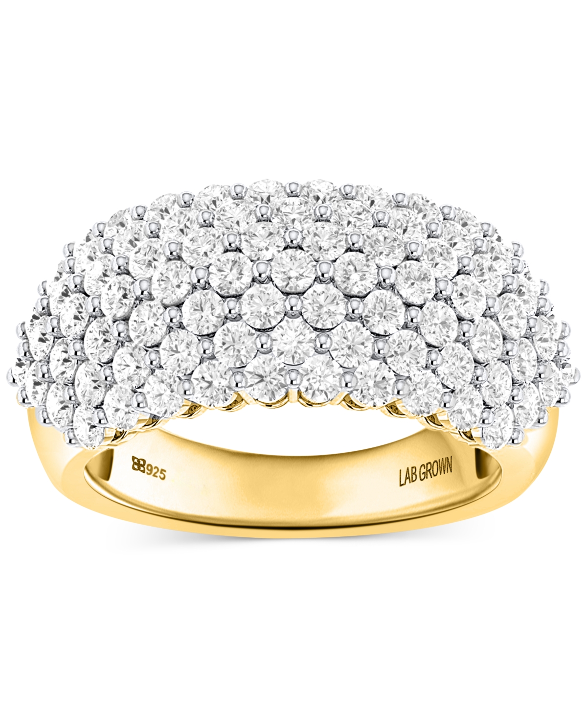 Forever Grown Diamonds Lab-grown Diamond Pave Band (2 Ct. T.w.) In Sterling Silver Or 14k Gold-plated Sterling Silver In Gold-plated Sterling Silver