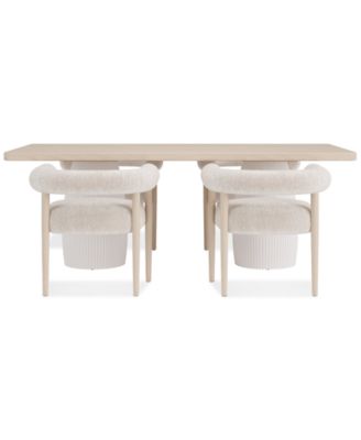 Lunare 5-Pc. Dining Set (Rectangular Table & 4 Rolled Back Chairs)