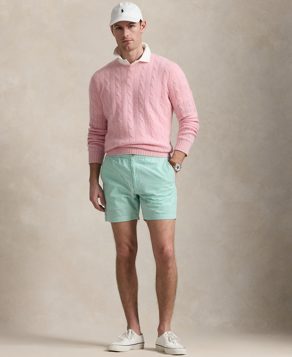 Polo Ralph Lauren Men's 6-inch Polo Prepster Seersucker Shorts In Key West Green,white