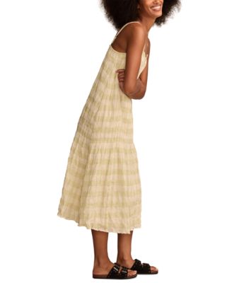 Women's Smocked Gingham Midi Dress
