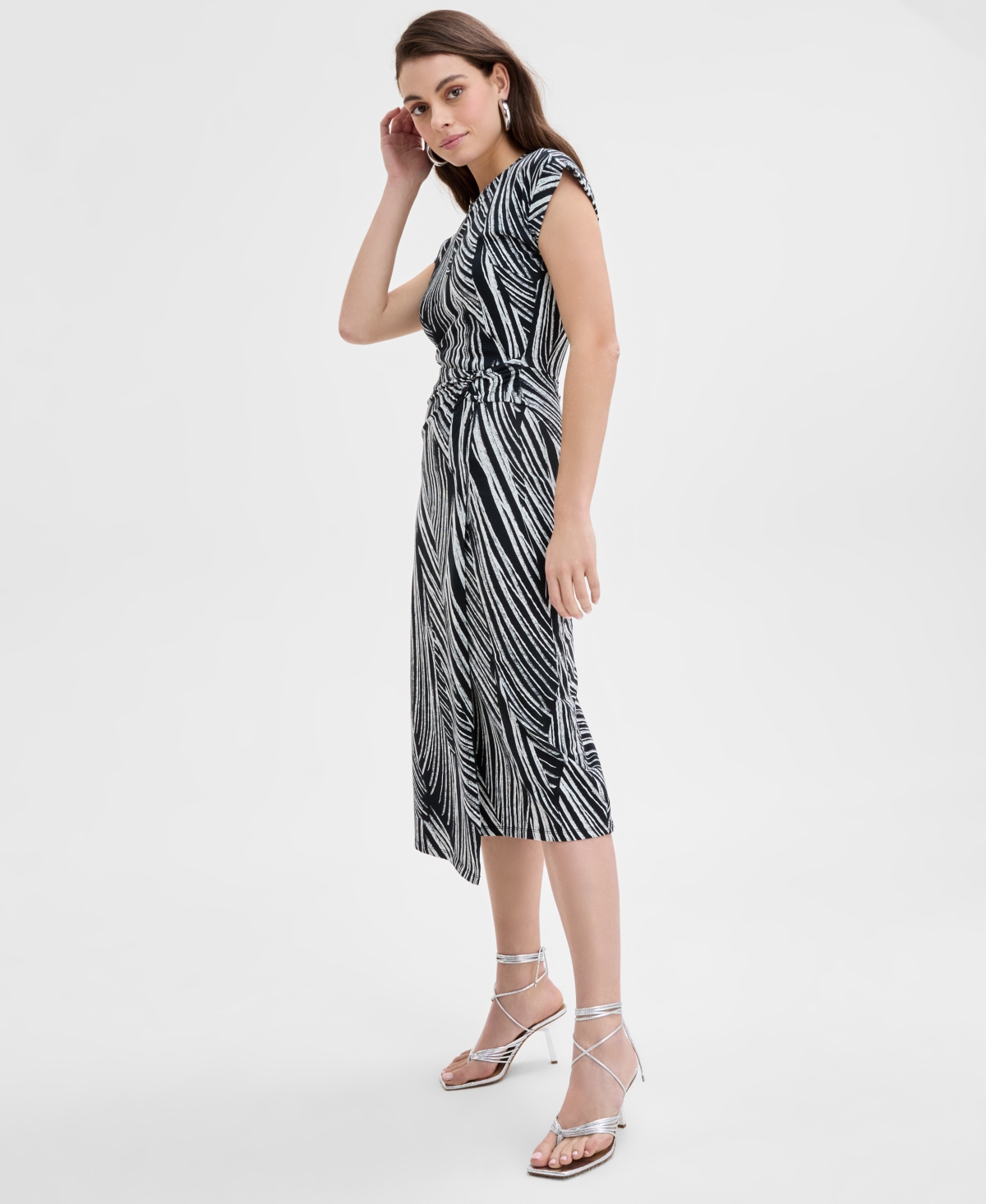 Inc International Concepts Women's Printed Cotton O-ring Wrap Dress, Exclusively At Macy's In Multi