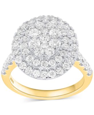 Forever Grown Diamonds Lab-Grown Diamond Halo Cluster Ring 2 ct tw in Sterling Silver or 14K Gold-Plated Sterling Silver - Gold-Plated Sterling S 1000$