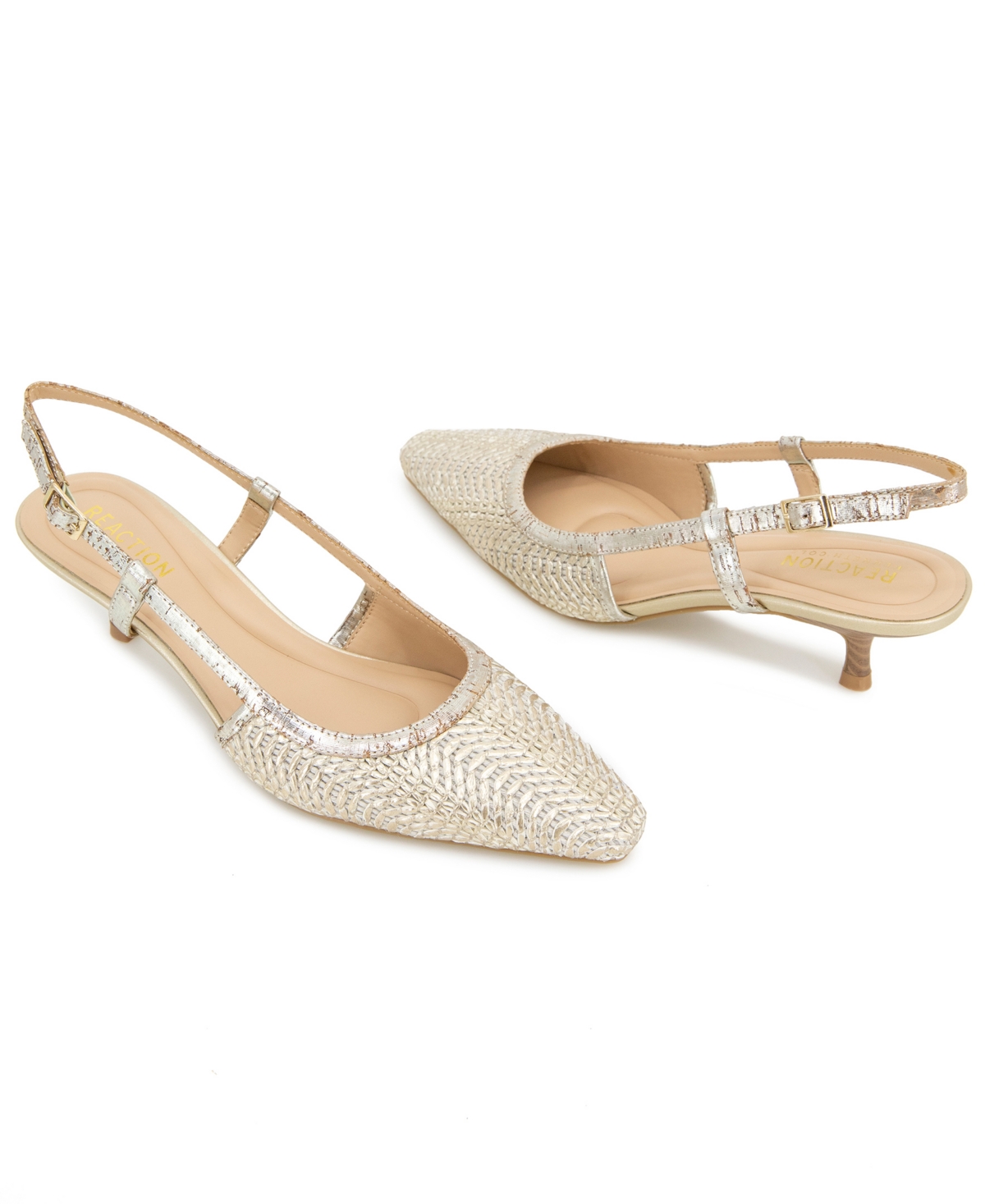 Kenneth Cole Reaction Women's Maggie Slingback Kitten Heels In Natural,gold