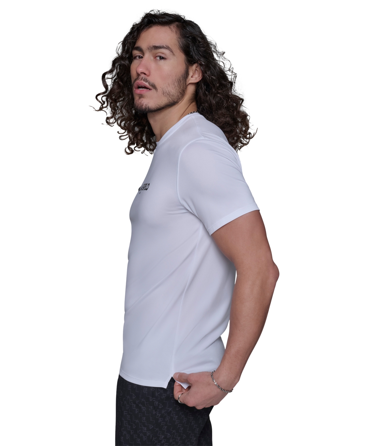 Karl Lagerfeld Men's Regular-fit Logo Graphic Rash Guard In White