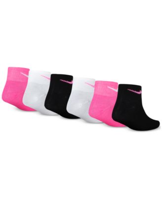 Little Girls Metallic Swoosh Logo Quarter Socks, Pack of 6
