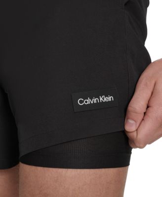 Men's Core Euro Regular-Fit Quick-Dry 5" Swim Trunks with Compression Short Liner