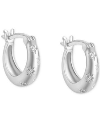 Ben Oni Sterling Silver Extra-Small Pave Huggie Hoop Earrings 039 - Silver 55$
