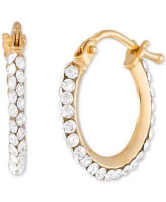 Crystal Hoop Earrings in 10k Yellow Gold