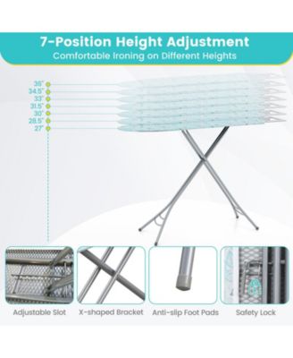 Foldable Ironing Board with Iron Rest and Adjustable Height