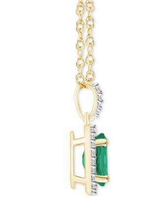 Lab-Created Emerald (1 ct. t.w.) & Lab-Created White Sapphire (1/6 ct. t.w.) Halo 18" Pendant Necklace in 10k Gold