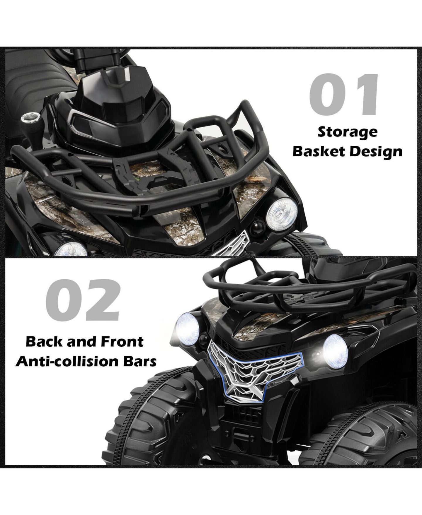 Детская игрушка Slickblue 12V Kids Ride On ATV 4 Wheeler with MP3 and Headlights, цвет: Чёрный — фото 8
