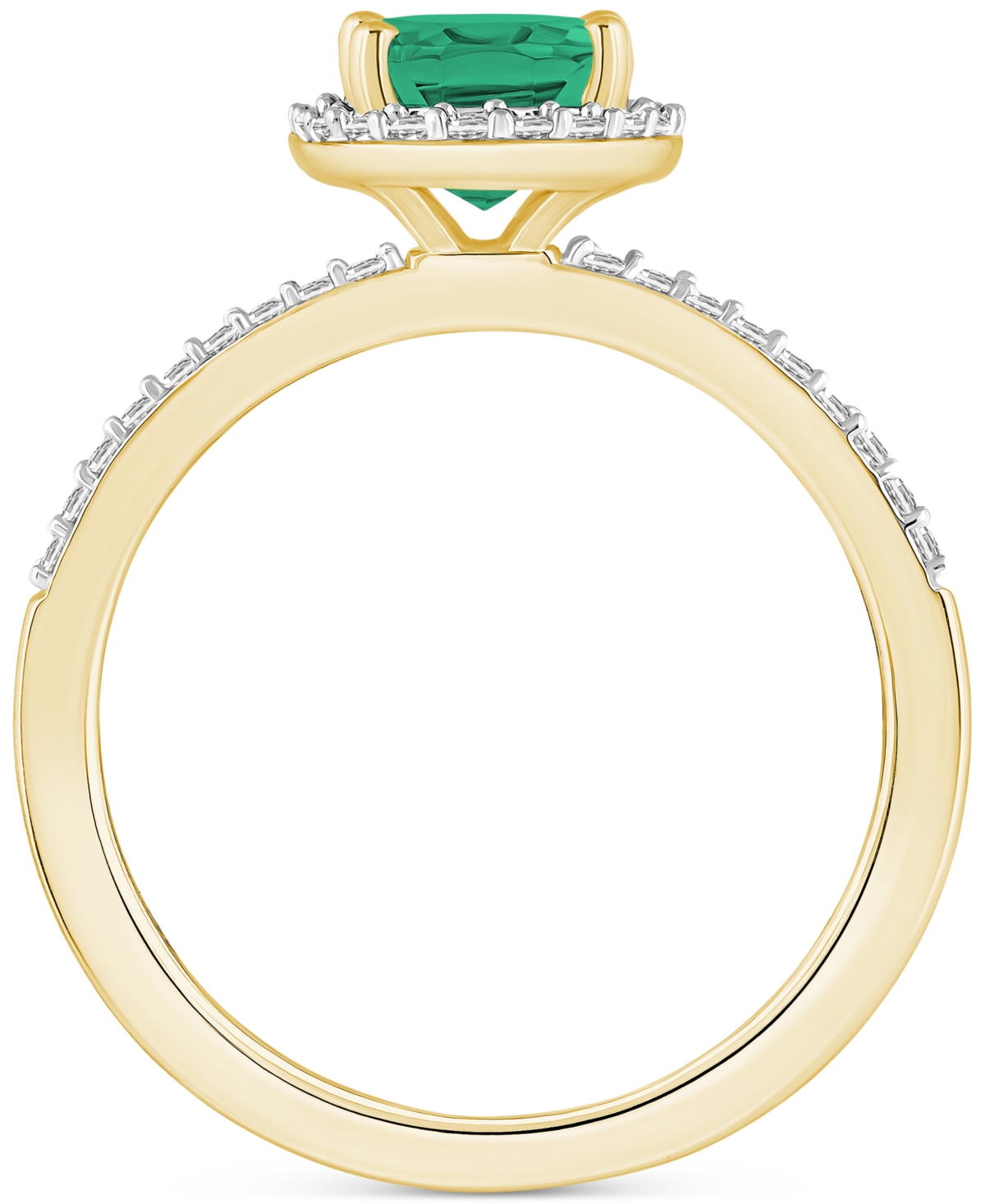 Macy's Lab-created Emerald (1 Ct. T.w.) & Lab-created White Sapphire (1/5 Ct. T.w.) Oval Halo Ring In Emerald,gold