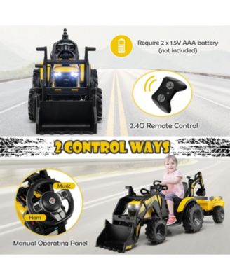 12V 3 in 1 Kids Ride On Excavator with Shovel Bucket and Music