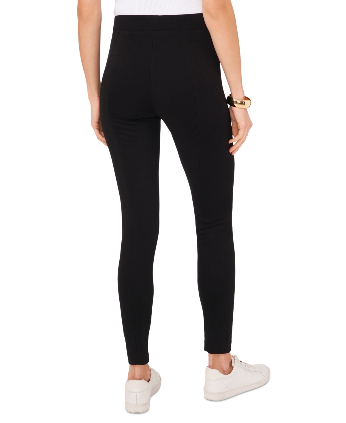 Vince Camuto Petite Tech Ponte-knit Slim-leg Ankle Pants In Rich Black