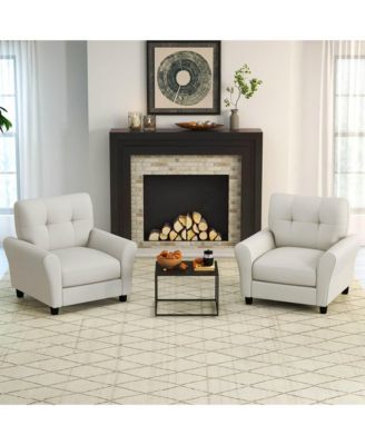 2-Pc Upholstered Mid-Century Accent with Rubber Wood Legs – Armchair