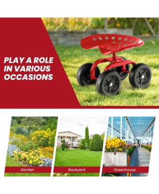 Rolling Garden Cart Heavy Duty Workseat with 360° Swivel Seat & Adjustable Height